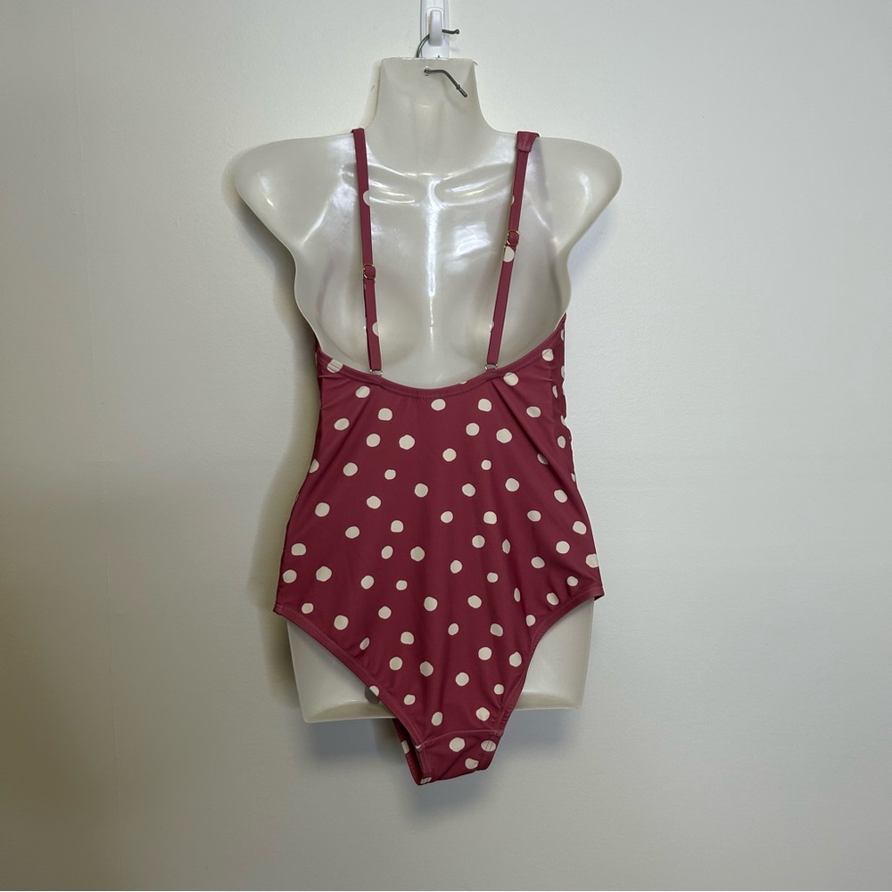 ◾️Pink Blush Pink Polka Dot One Piece Swimsuit With Ruched Sides - Picture 12 of 12